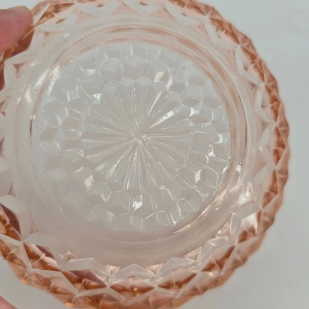 Vintage Jeannette Pink Depression Glass Cube Bowl Cubist 6.5 Art Deco Salad Dish